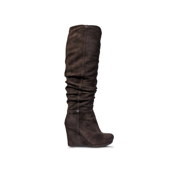 PRADA 36 Prada Sport Tall Brown Suede Wedge Heel Boots Size 6 - Picture 1 of 7
